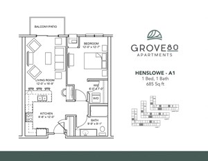 Floorplan Photos Gallery Henslowe - A1 Floor Plan at Grove80 Apartments, Cottage Grove, MN